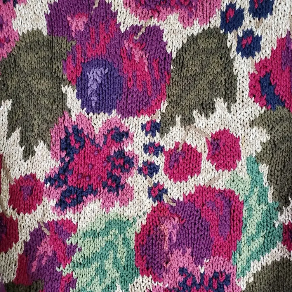 Signature by Northern Isles Vintage Floral Hand Knit Sweater Plus Size 1X